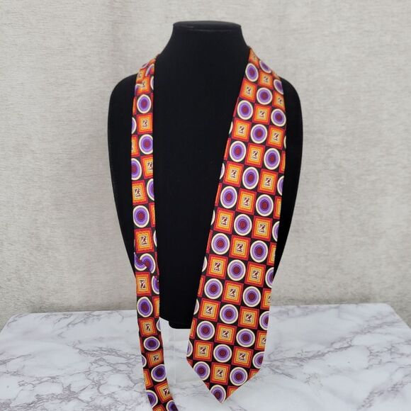 Kangol Kangaroo Silk Colorful Geometric Patterned Tie Men's Necktie - Picture 1 of 6